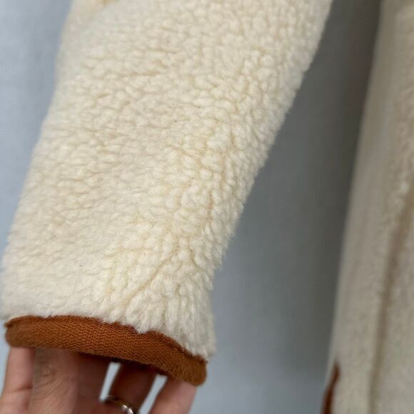 Madewell Natural Double Faced Sherpa Estate Snap Zip Long Sleeve Coat Size XS - Picture 5 of 10